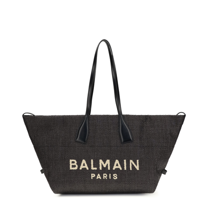 MAYFEYR - Balmain - Track Shoulder Bag In Leather And Raffia - GN1FI015TRAA