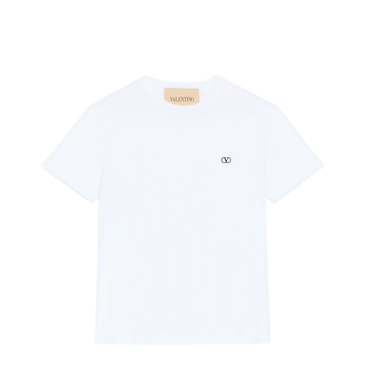 White Cotton T-Shirt With Vlogo Embroidery