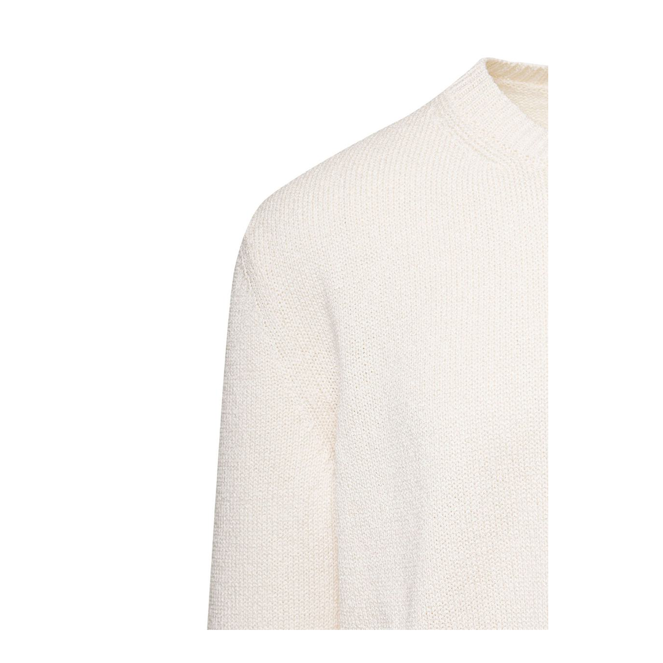 White Crewneck Ribbed Pull in Cotton