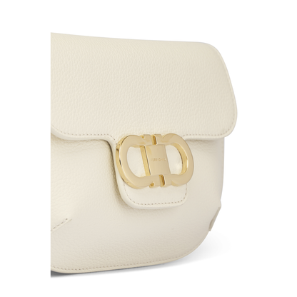 Double Gancini Mini Calf Leather Shoulder Bag - White