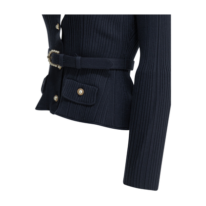 MAYFEYR - Self Portrait - Woven Knit Cardigan - PF26131CNNAVY