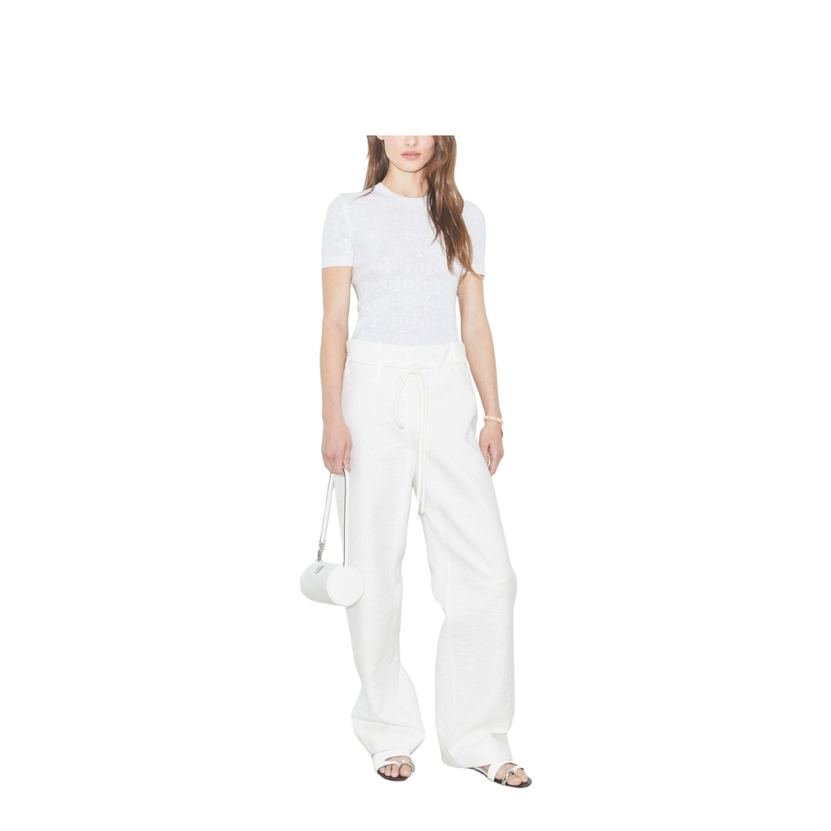 White viscose blend top