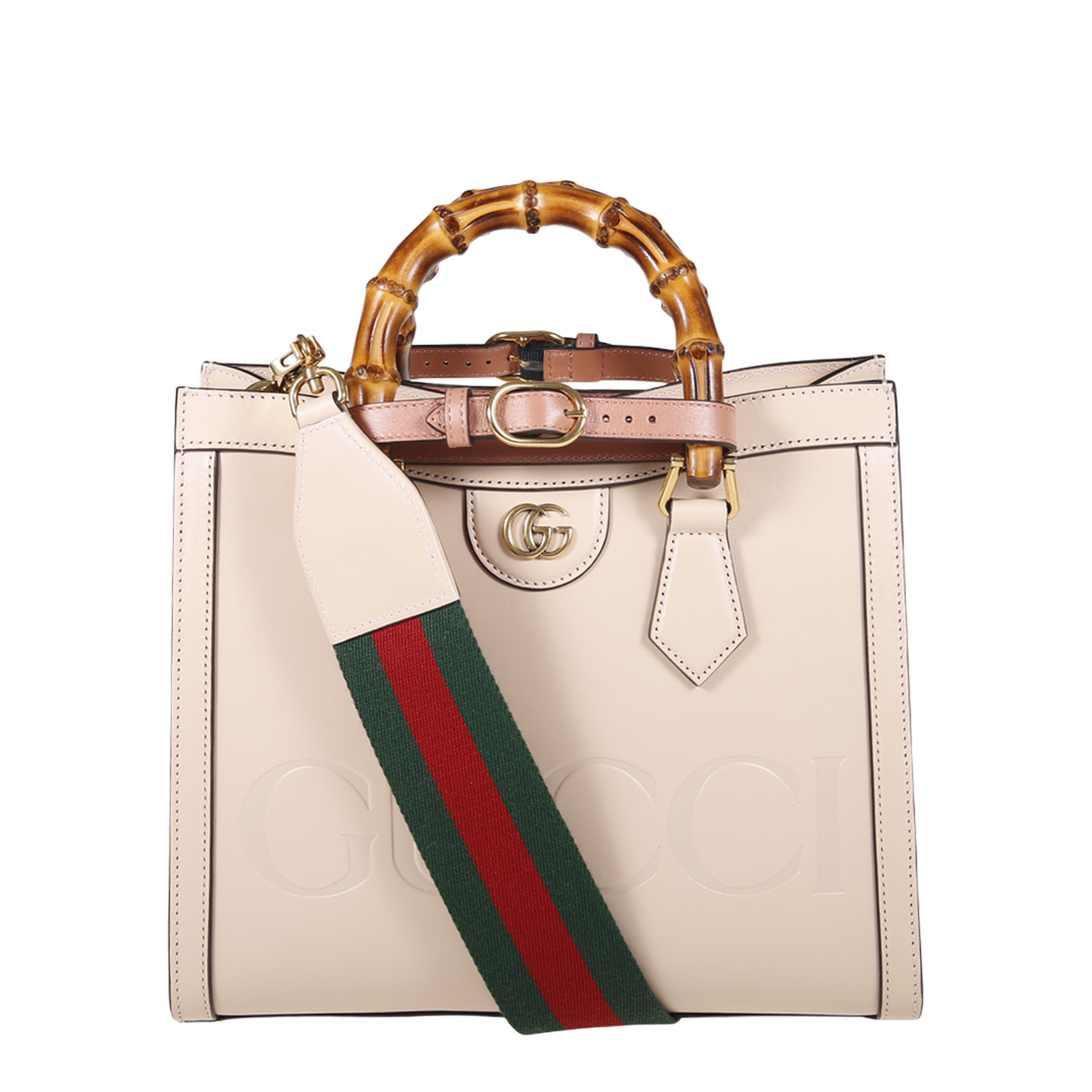 Diana Medium Leather Tote Bag - Beige