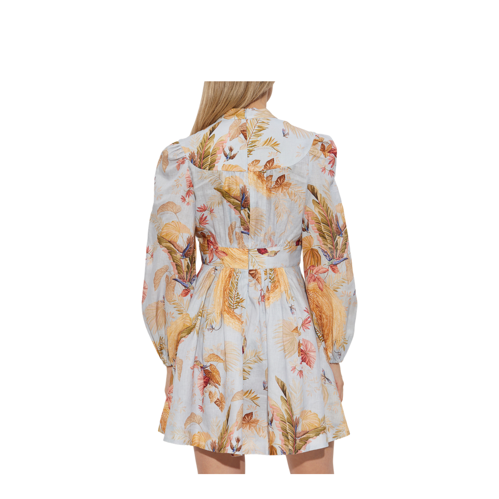 Linen Dress with Floral Motif