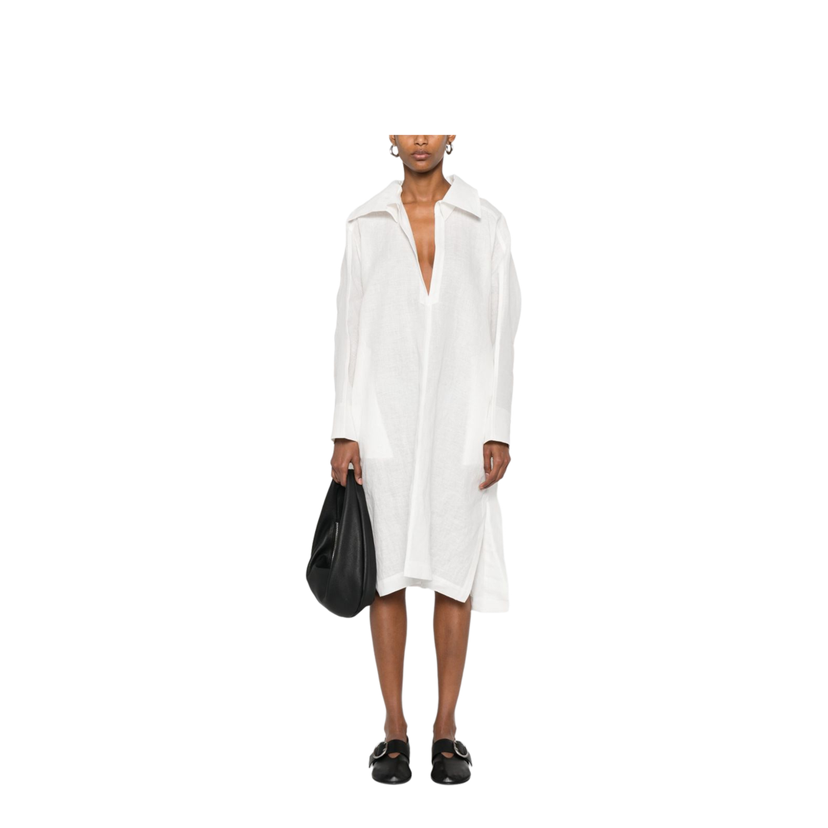 White Short Side Slits Top
