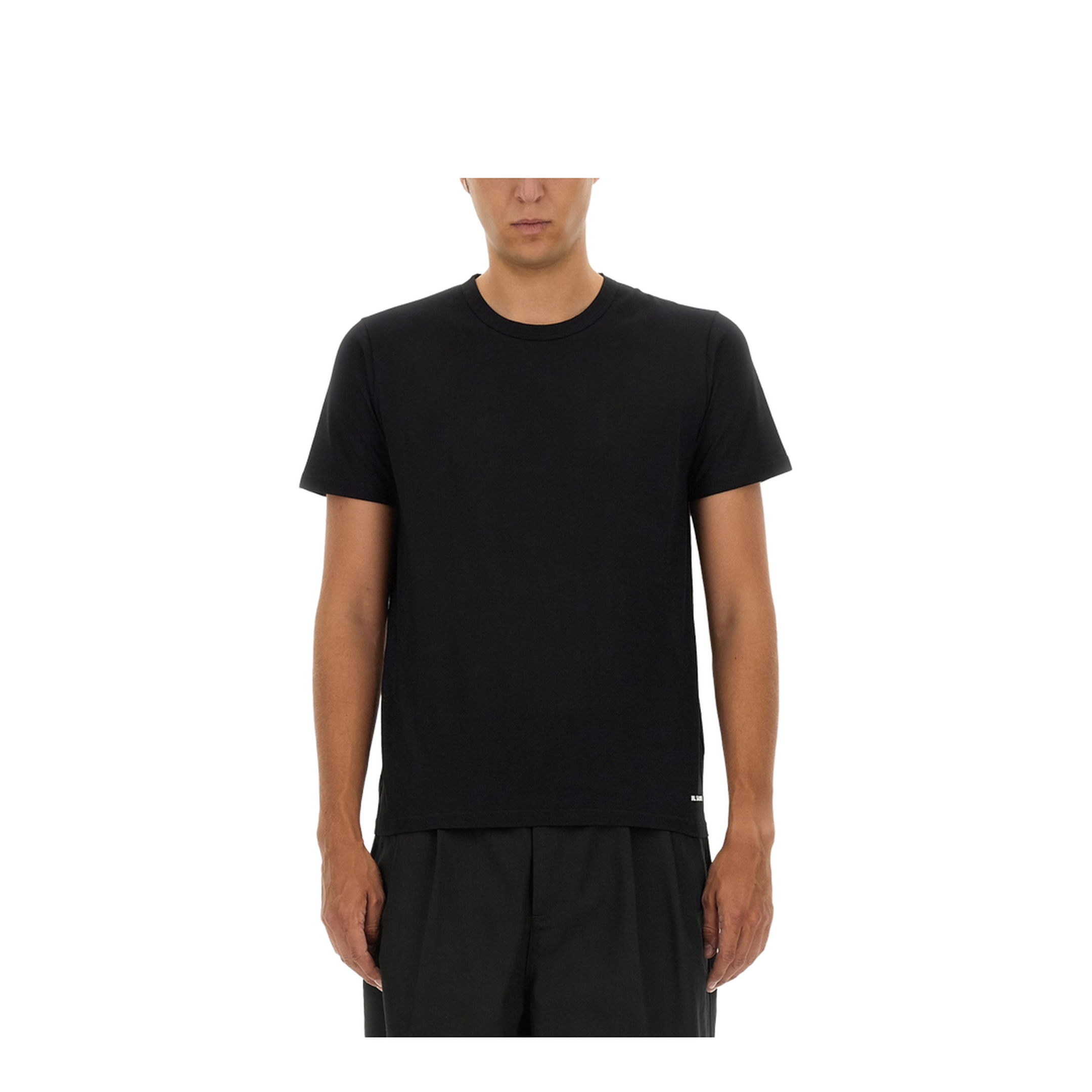 Black Cotton Jersey Crepe Crewneck T-Shirt