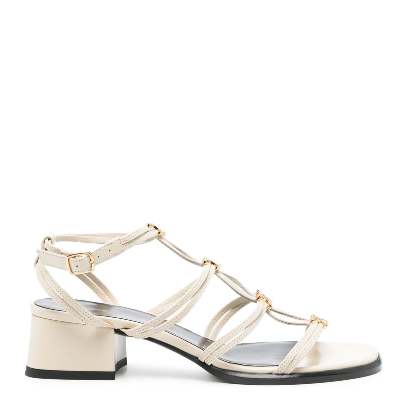 Buckle-Fastening Ankle Strap Low Block Heel