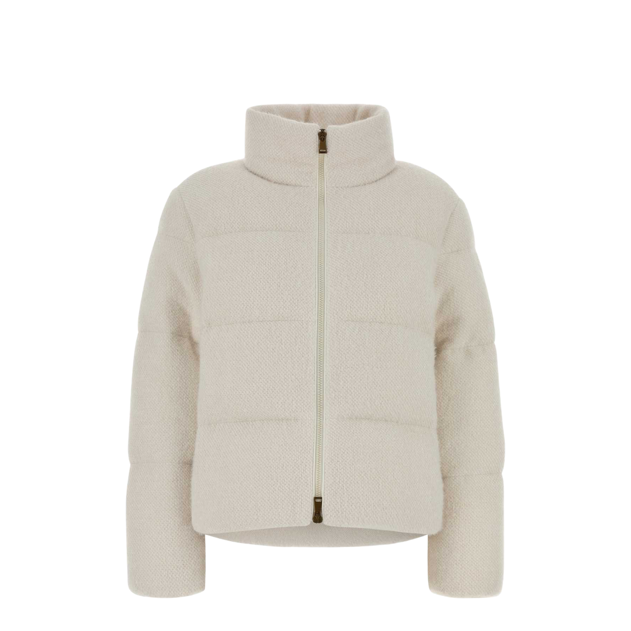 White Ivory Mornas Short Down Jacket