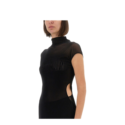 Mesh Dress with Flocked Logo