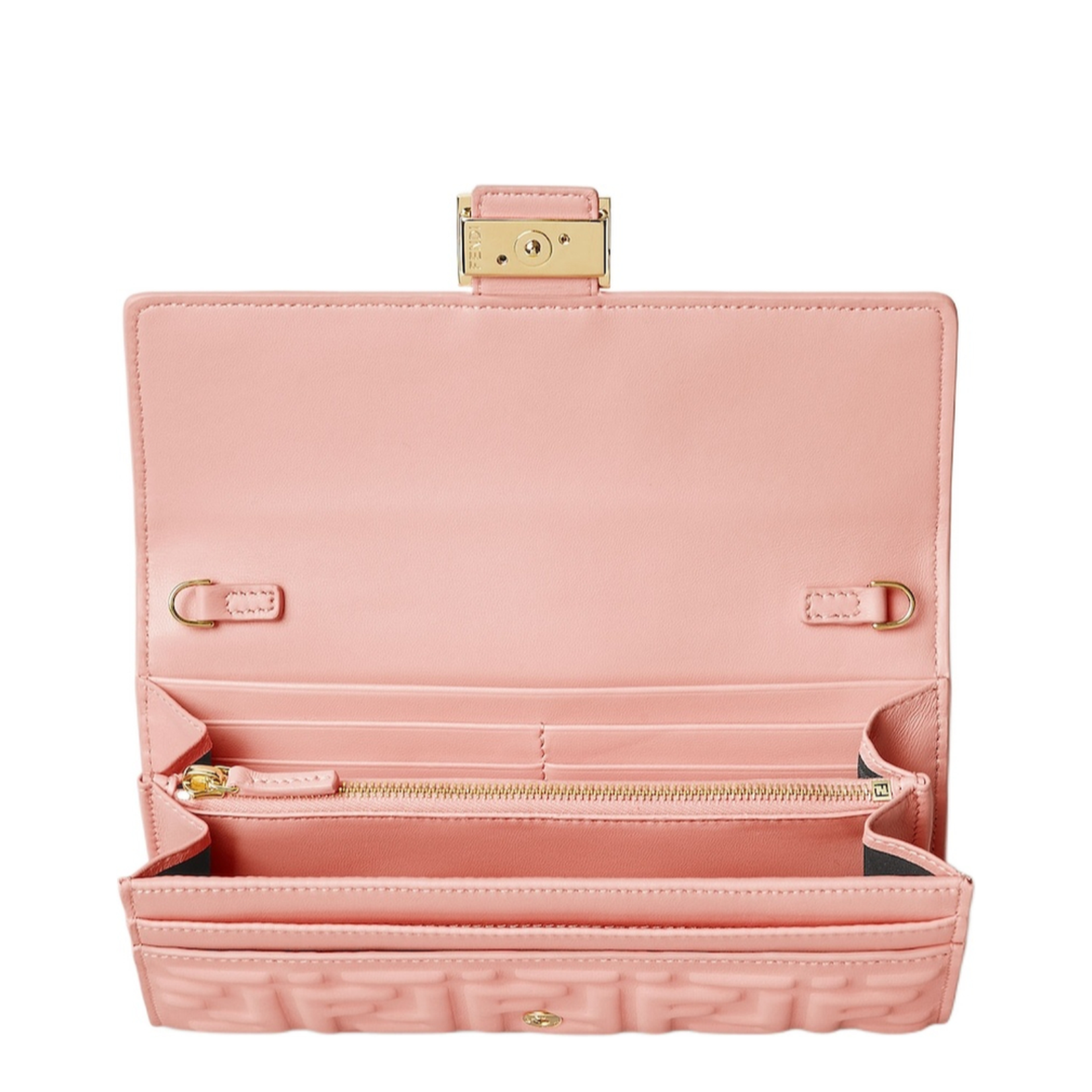 Continental Wallet with Chain in Pink Leather