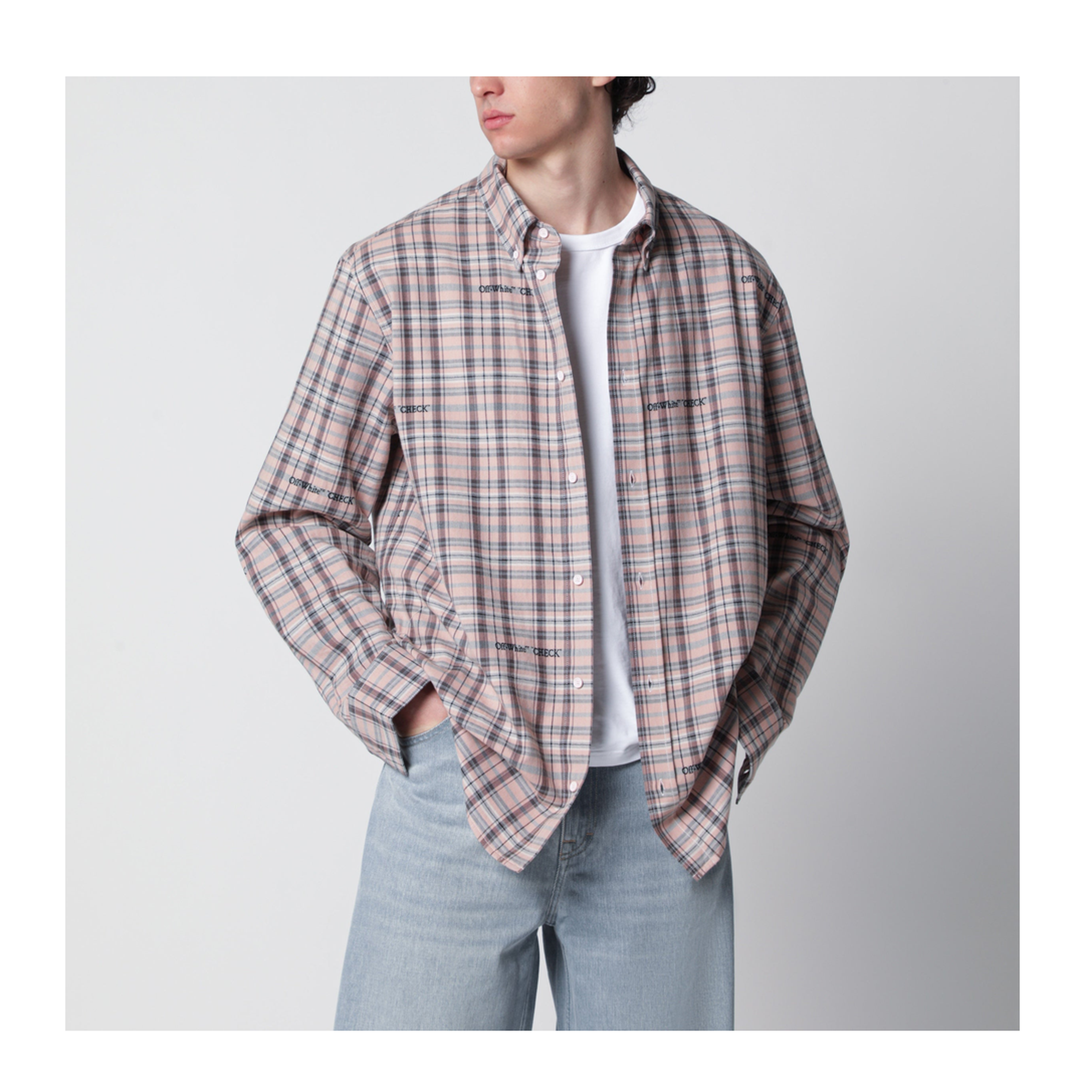 MAYFEYR -  - Pink Check-Pattern Shirt With Logos - OMGE04MS26FAB0016080