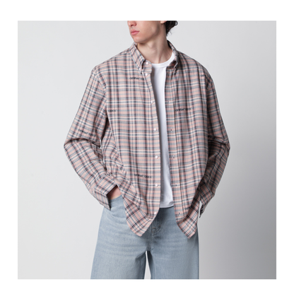 MAYFEYR -  - Pink Check-Pattern Shirt With Logos - OMGE04MS26FAB0016080