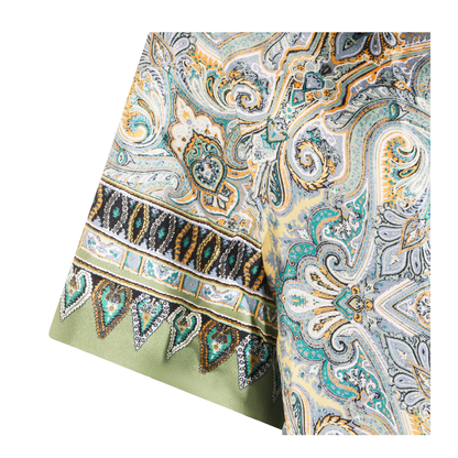 Placed Pocket-Square Silk Bowling Shirt Green