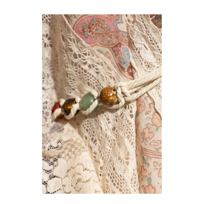 Dress with lace inserts