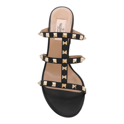 Rockstud Calfskin Leather Slide Sandal 60 Mm