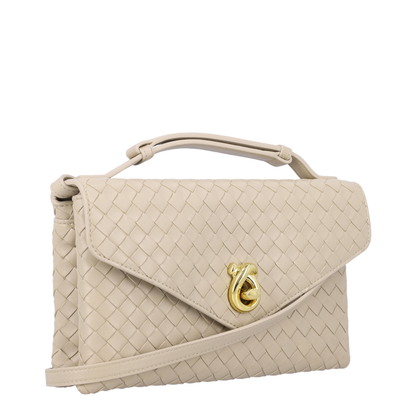 Knot Lock Lambskin Crossbody Bag - Ecru