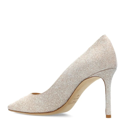 MAYFEYR - Jimmy Choo - Champagne Coarse Glitter Fabric Pumps - ROMY85GQILIGHT