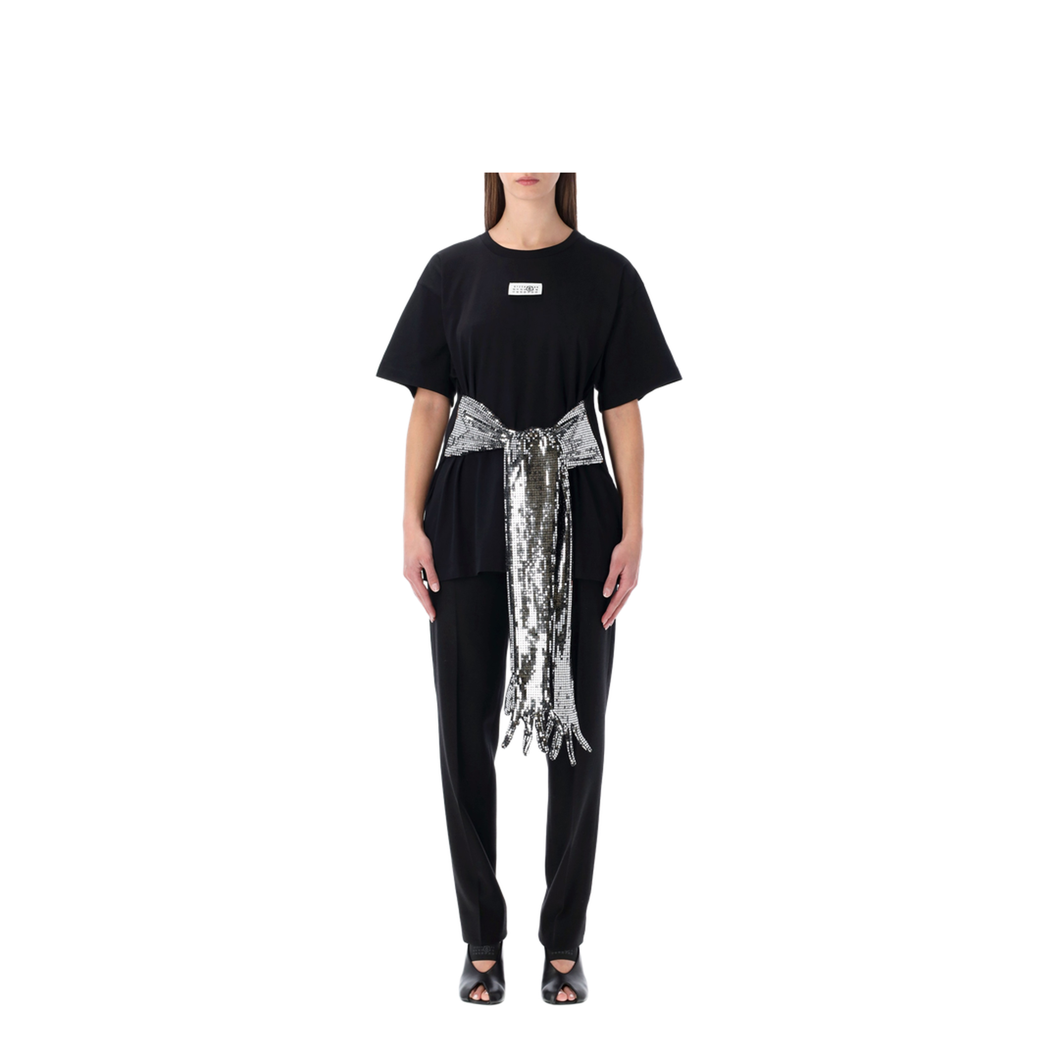 Black Cotton T-Shirt with Gloves