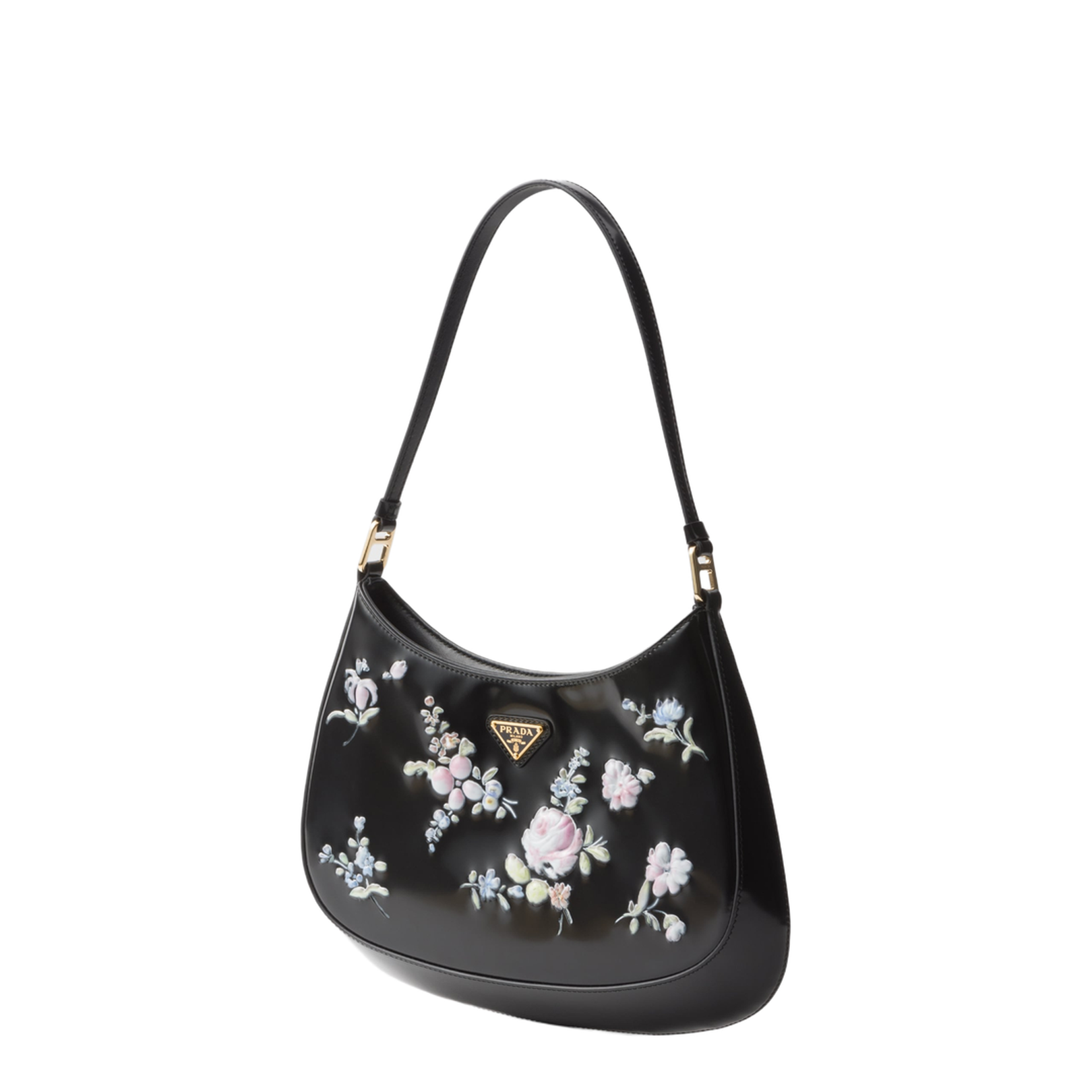 Leather Handle Bag with Enamel Triangle Logo