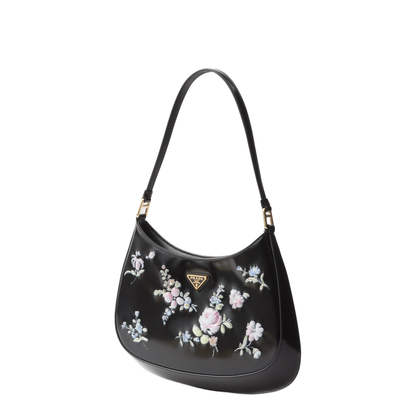 Leather Handle Bag with Enamel Triangle Logo