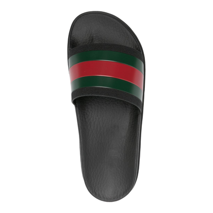 Black Rubber Web Slide Sandal