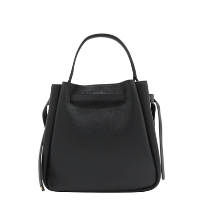 Romy Pebbled Leather Bucket Bag - Black