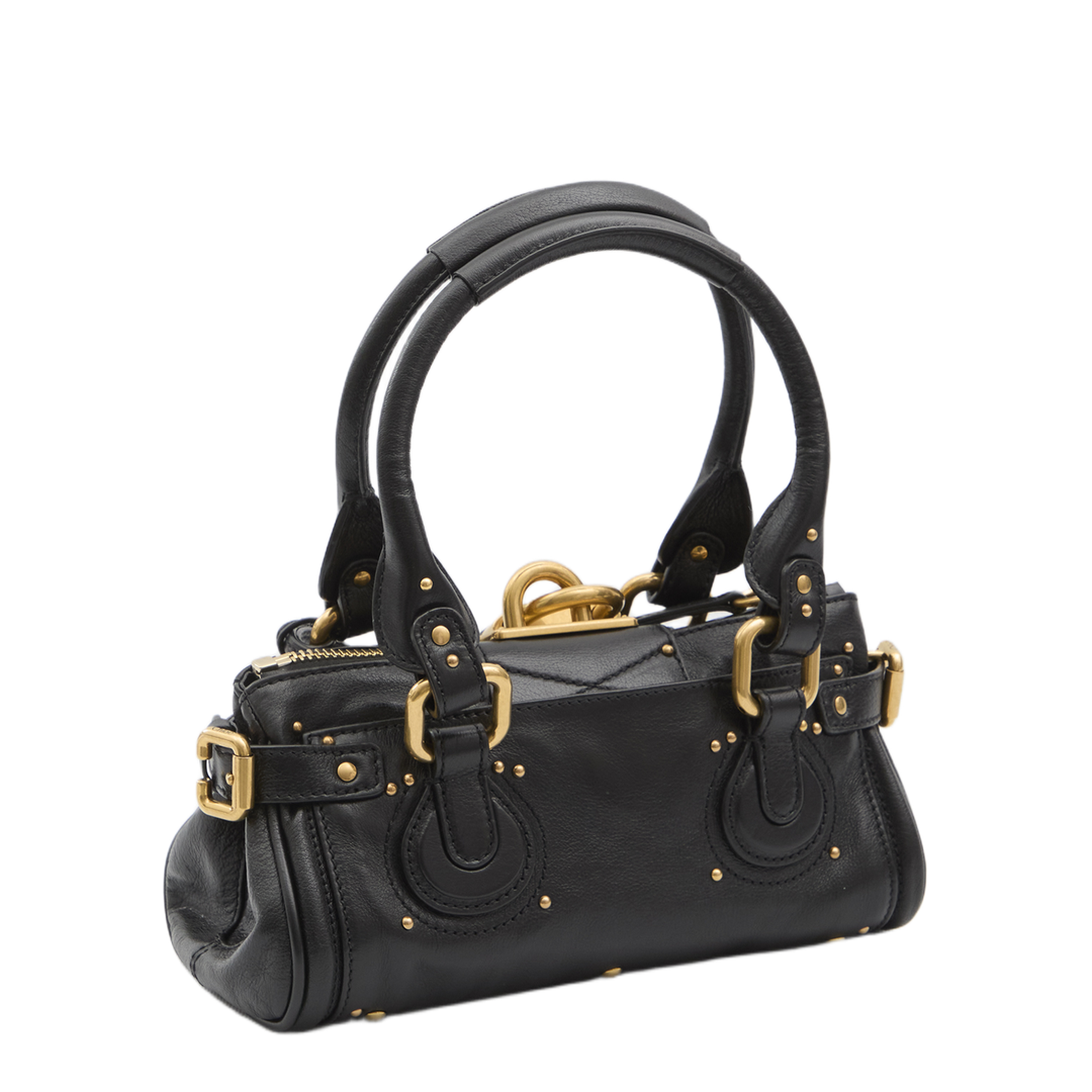 Paddington Small Buffalo Leather Shoulder Bag - Black
