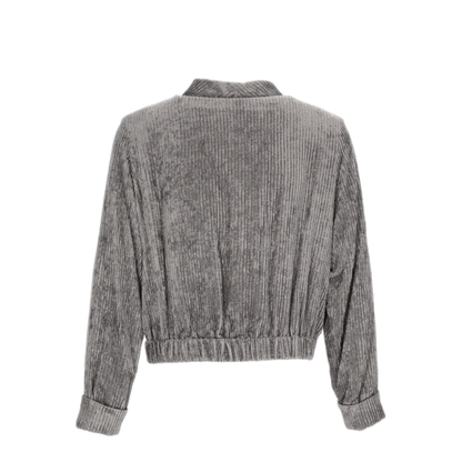 MAYFEYR - Emporio Armani - Grey Corduroy Effect Button Up Coat - EW004840TE21438F8189
