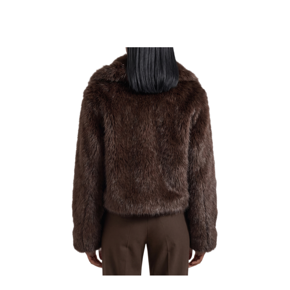 MAYFEYR - The Frankie Shop - Dark Plum Faux Fur Jacket - COFS041442000BROWN