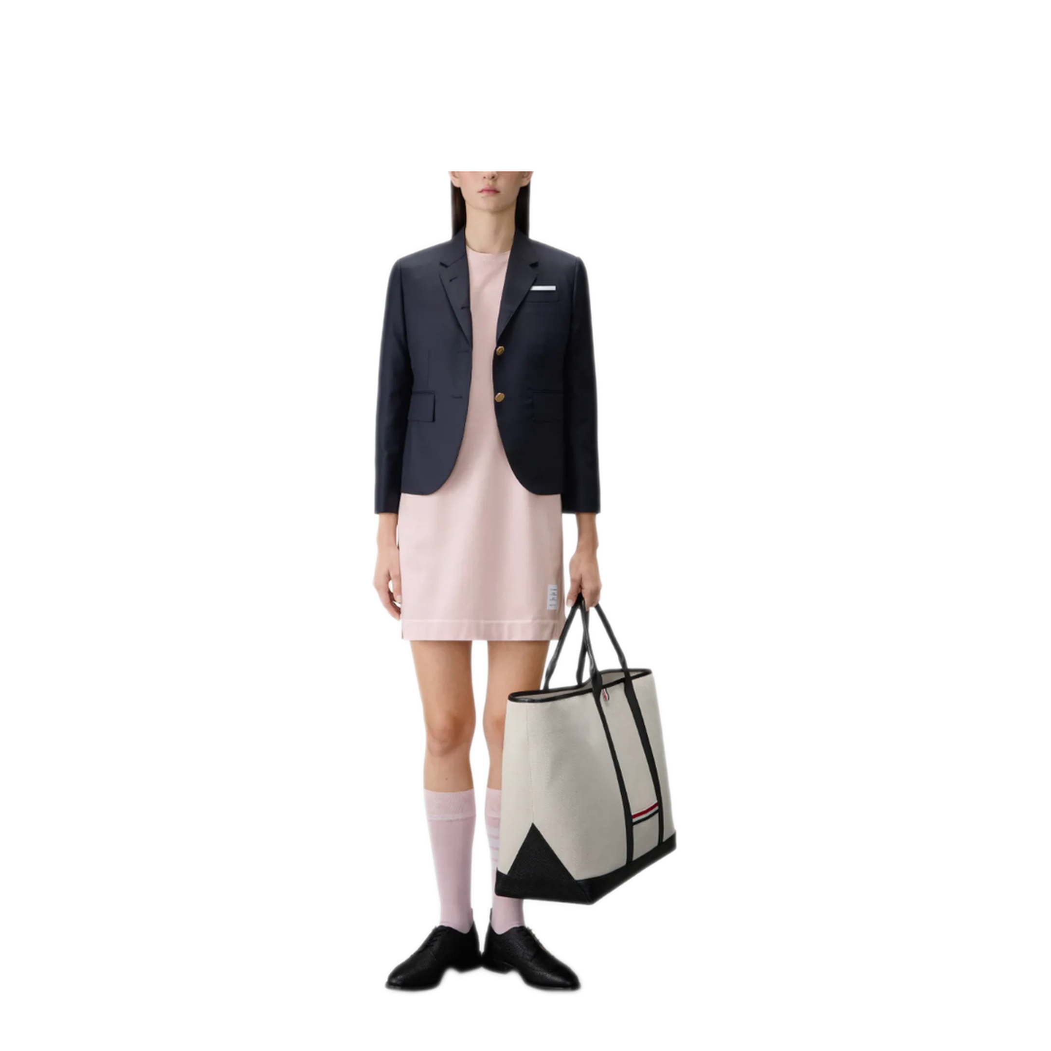 MAYFEYR - Thom Browne - Garment Dyed Ss Tee Shirt Dress W/ Tonal 4 Bar In Med Weight Jersey W/ Overdyed 4 Bar - FJD136AJ0253680