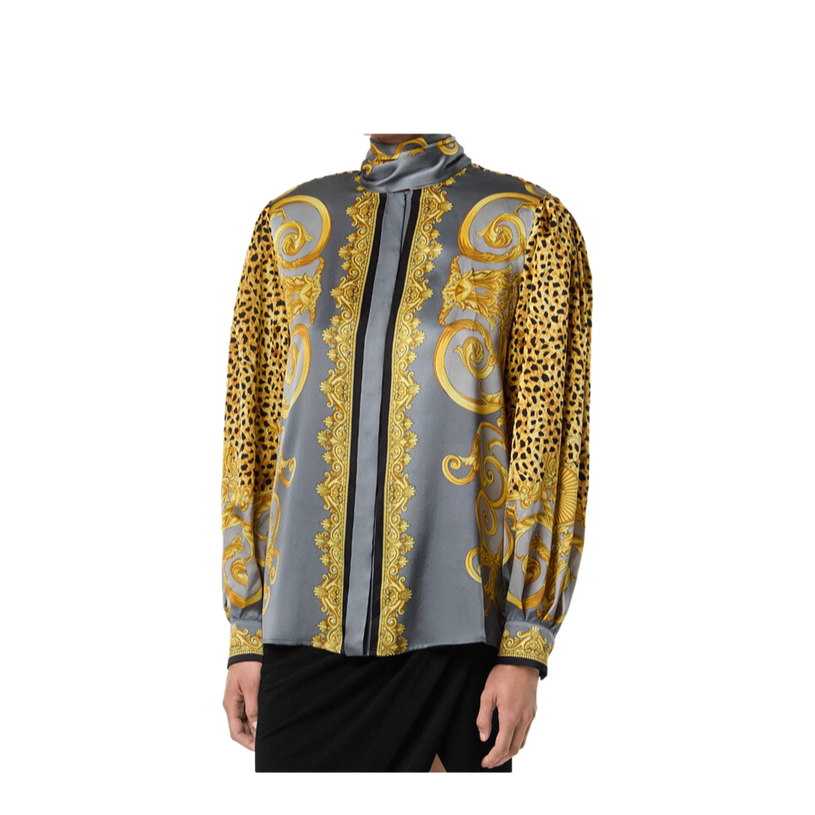 Cheetah Foulard Lavallière Silk Shirt