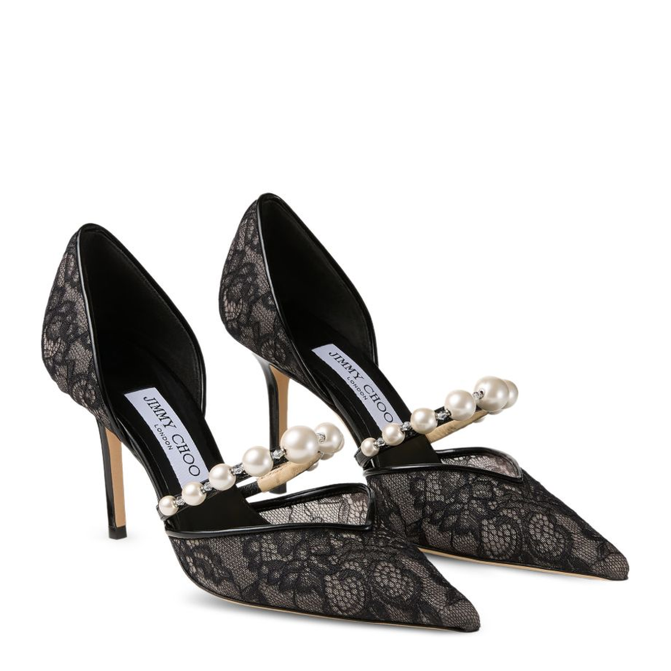 MAYFEYR - Jimmy Choo - With Heel Black Lace Pumps - AURELIE85DRJBLACKWHITE