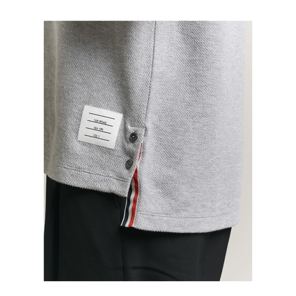 MAYFEYR - Thom Browne - Short Sleeve Tee In Textured Pique With Eng 4 Bar - MJS296AJ0248050