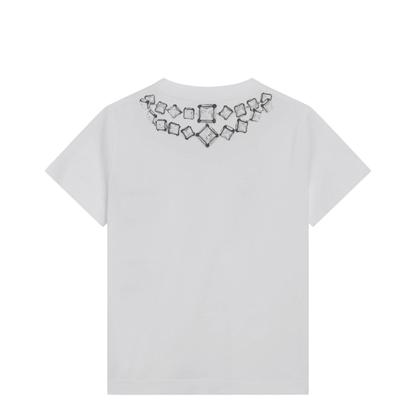 Deconstructed Crystals Cotton T-Shirt in White