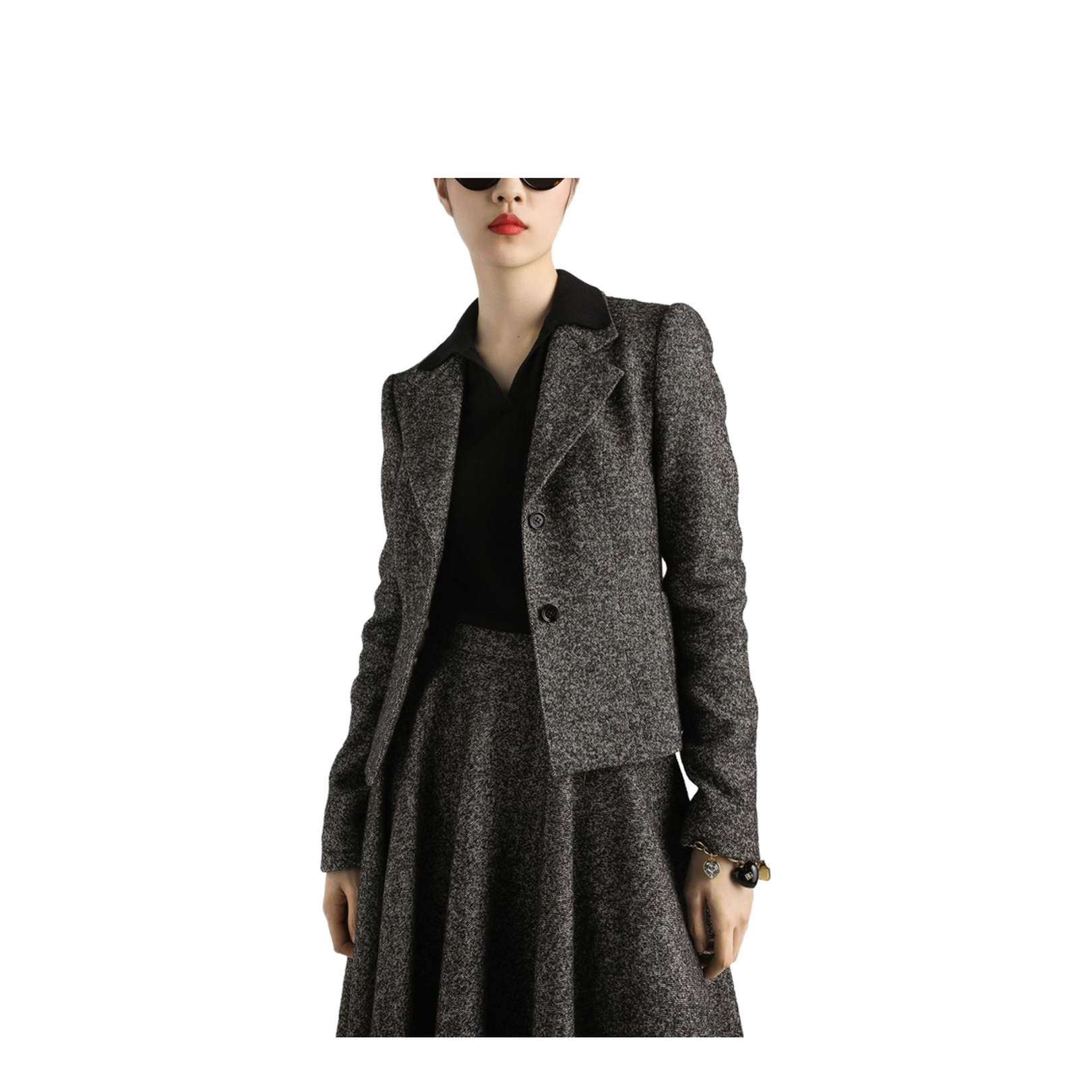 Single-breasted jacket in dotted wool blend