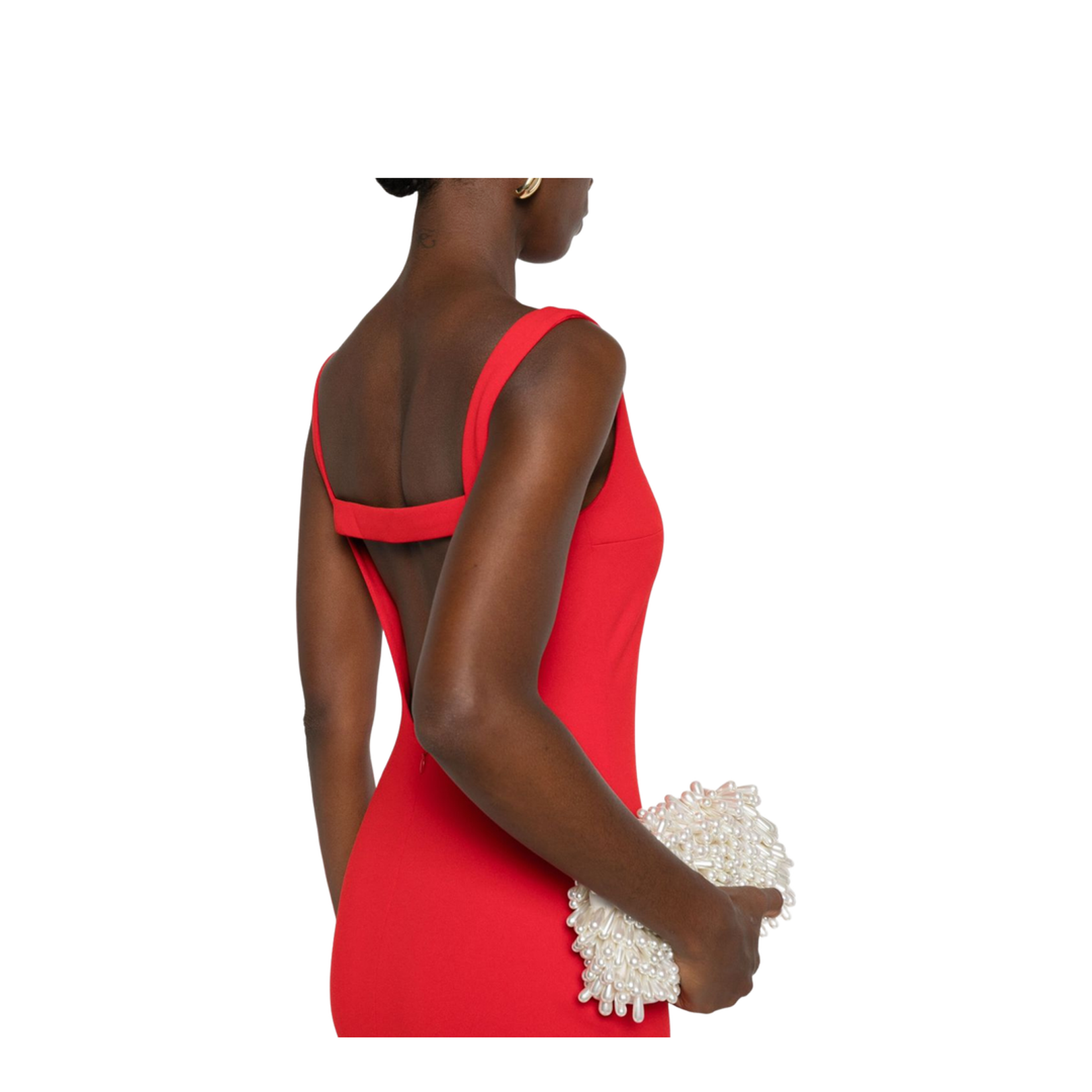 Red Boat Neck Sleeveless Maxi Dress