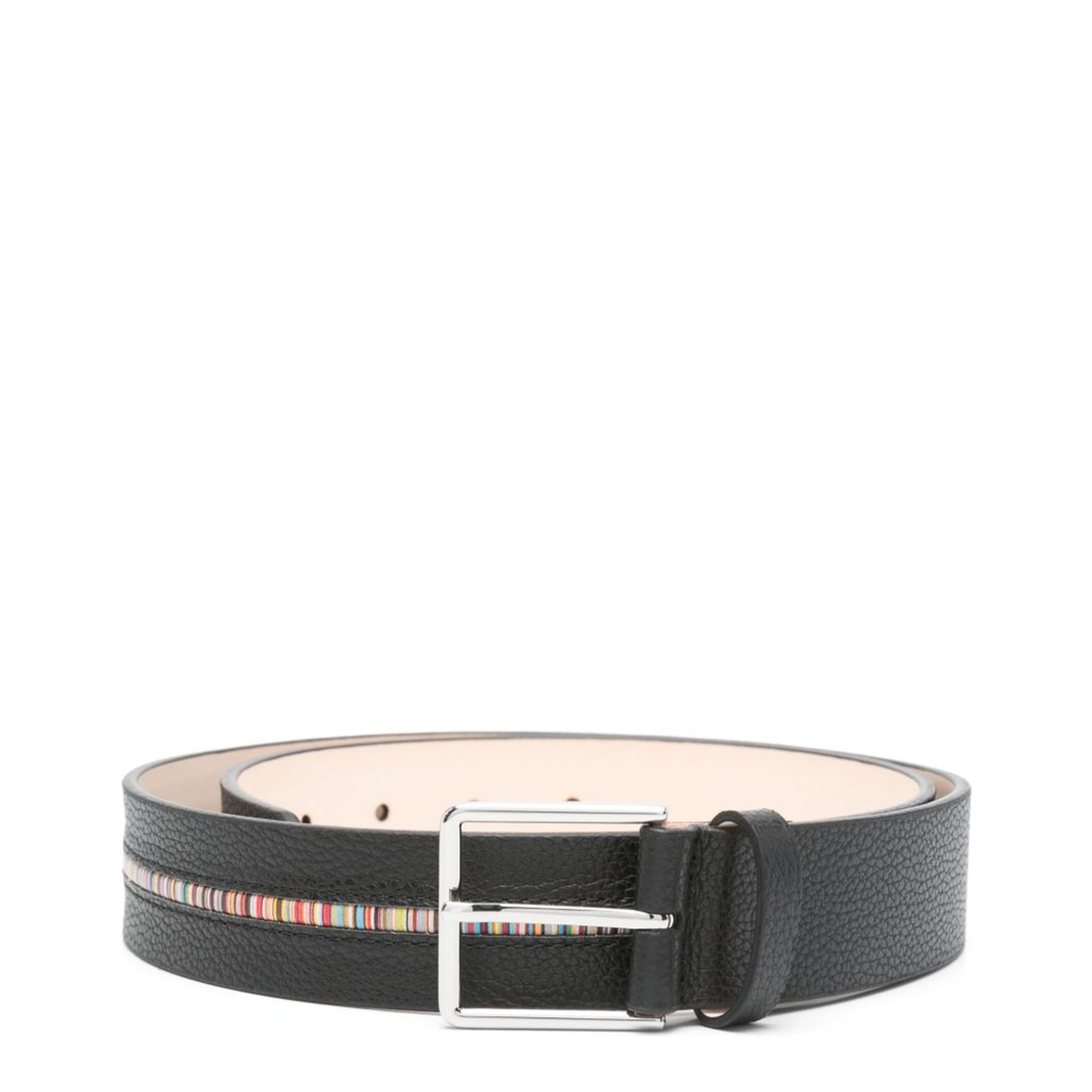 Multistripe Insert Leather Belt