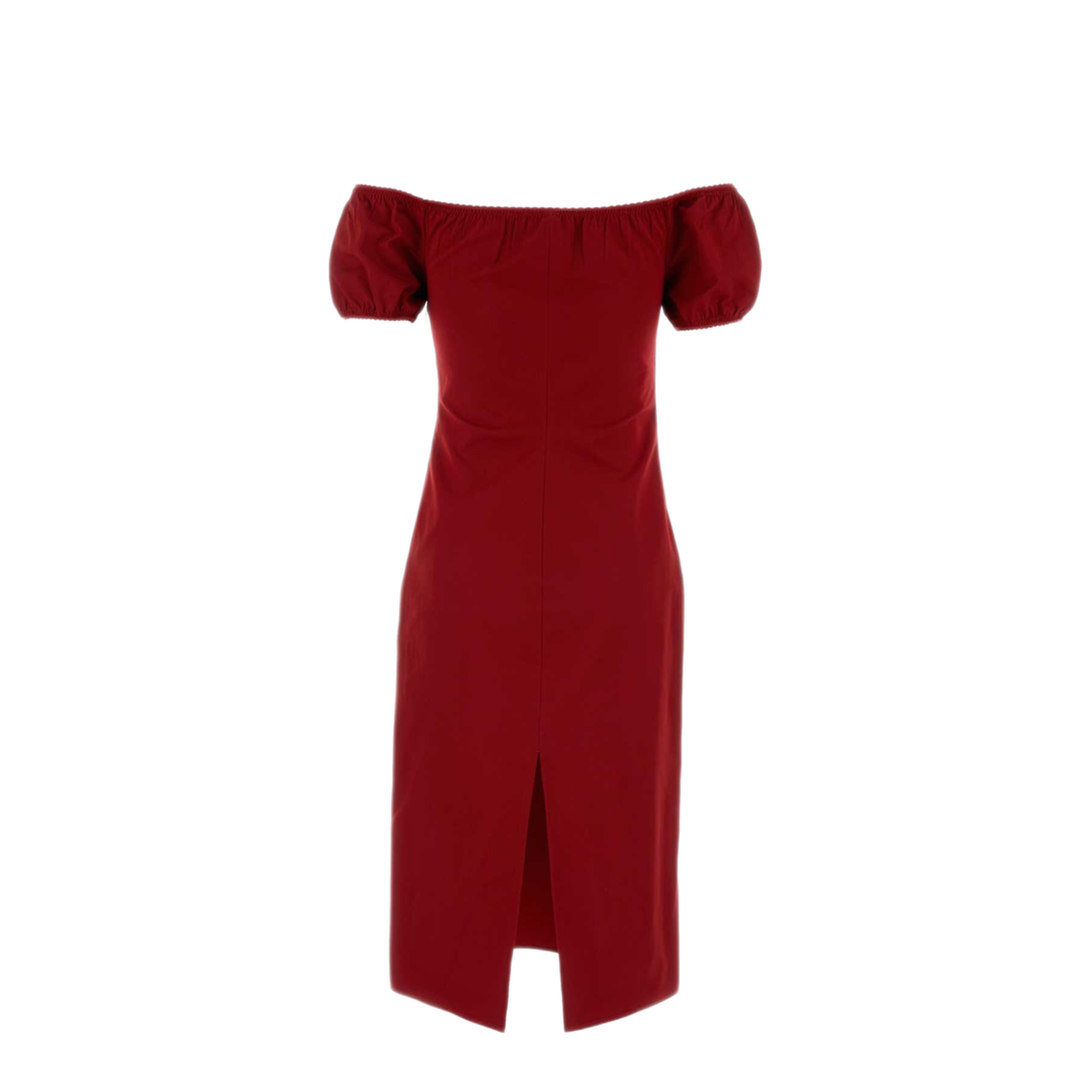 Boat Neckline Cotton Poplin Midi Dress