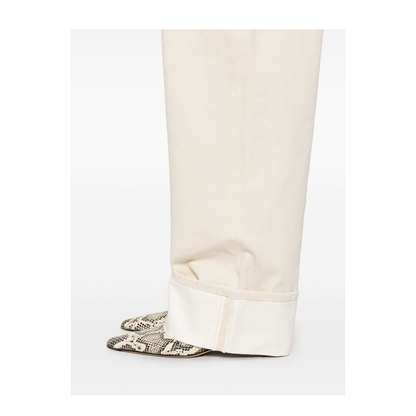 Colored Turned Up Jeans in Pale Meringue