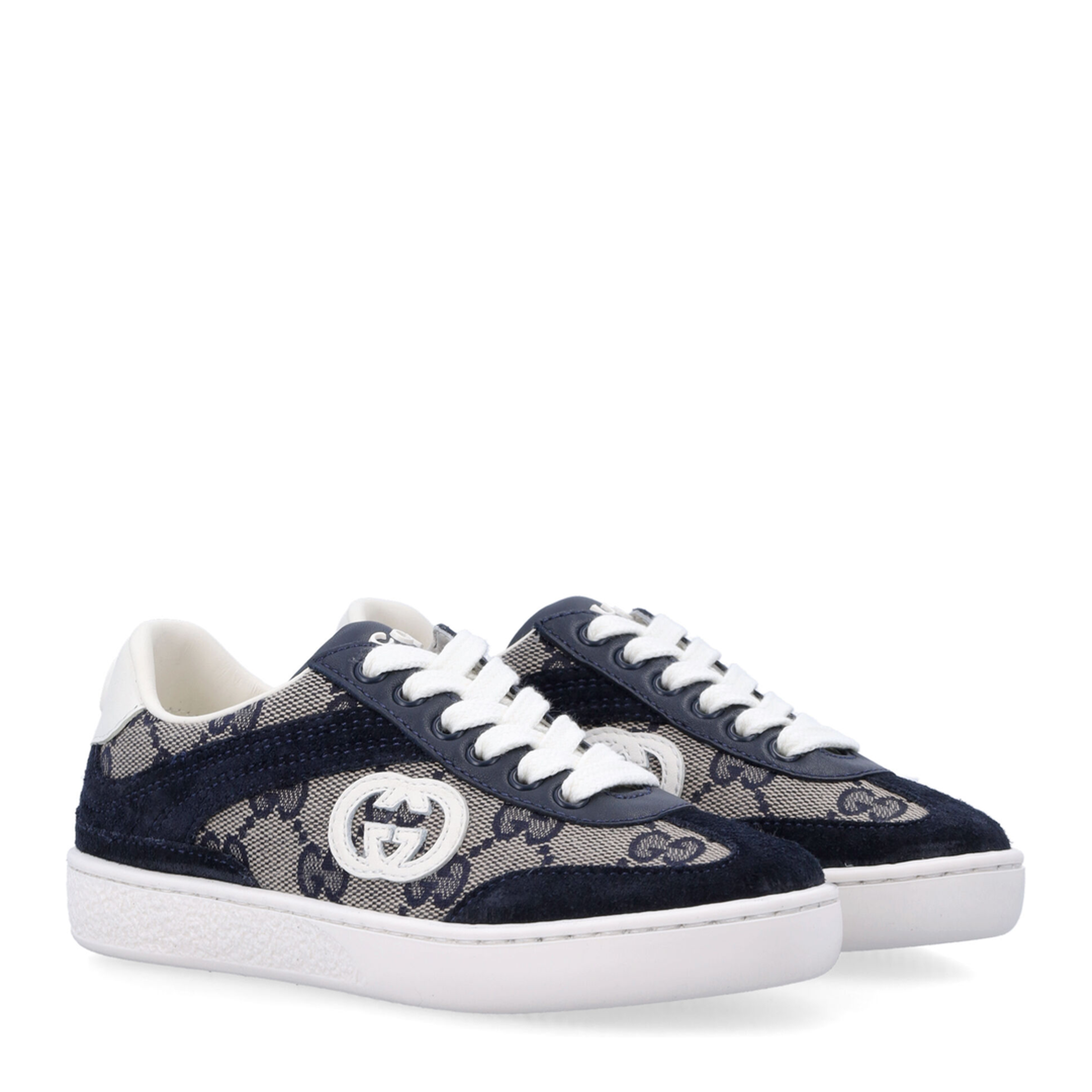 G74 Sneaker in Beige and Blue GG Canvas