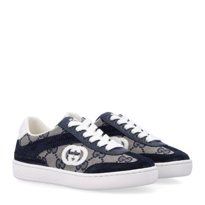 G74 Sneaker in Beige and Blue GG Canvas
