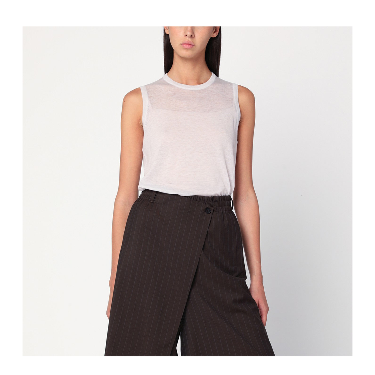 MAYFEYR - 6397 - Ivory Semi Sheer Tank Top - NSW667WOPUTTY