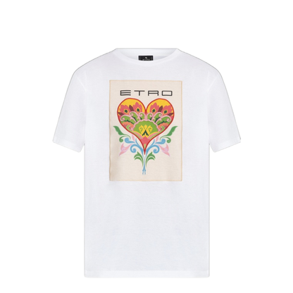Cotton T-Shirt with Print and Embroidery