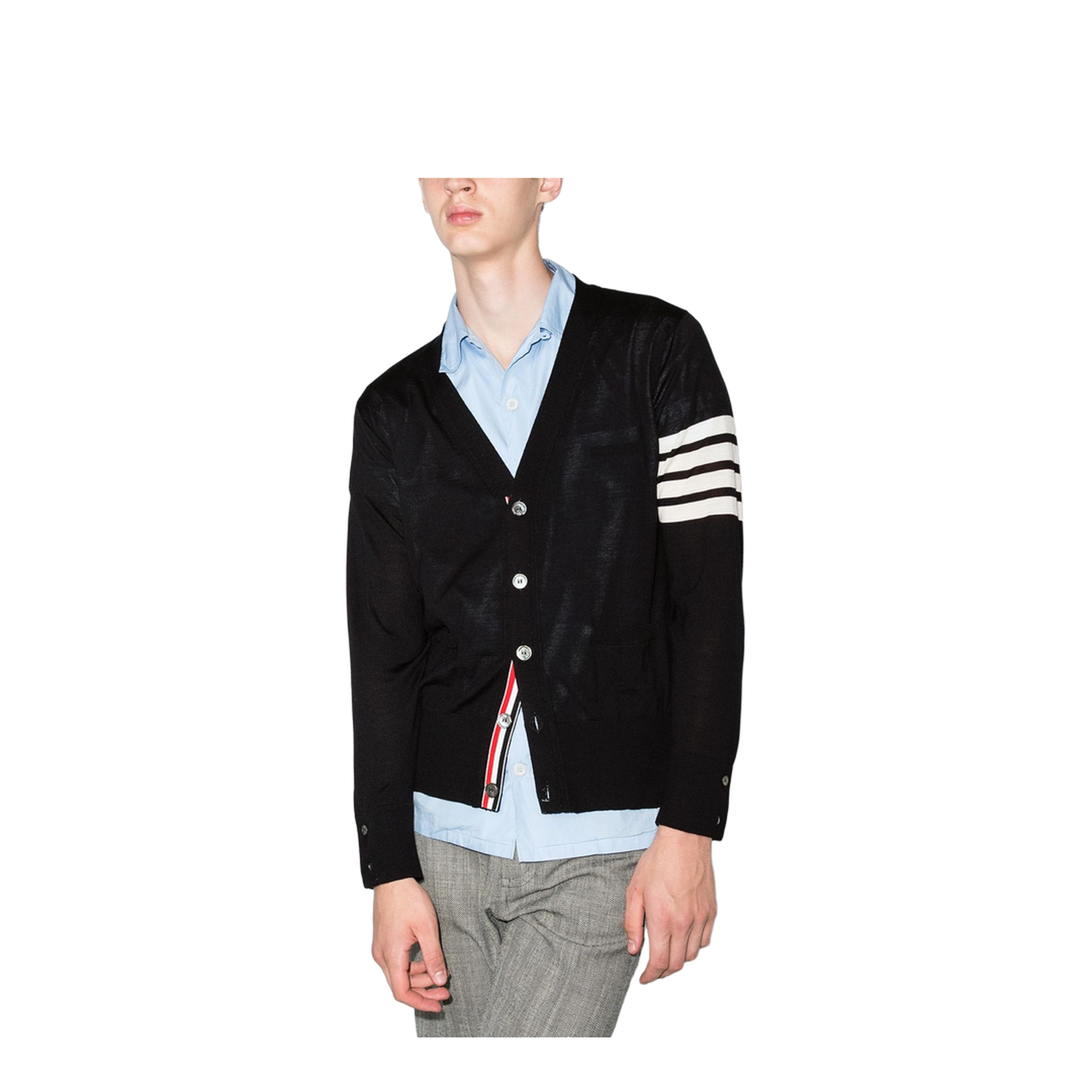 4-Bar Stripe Sustainable V-Neck Cardigan