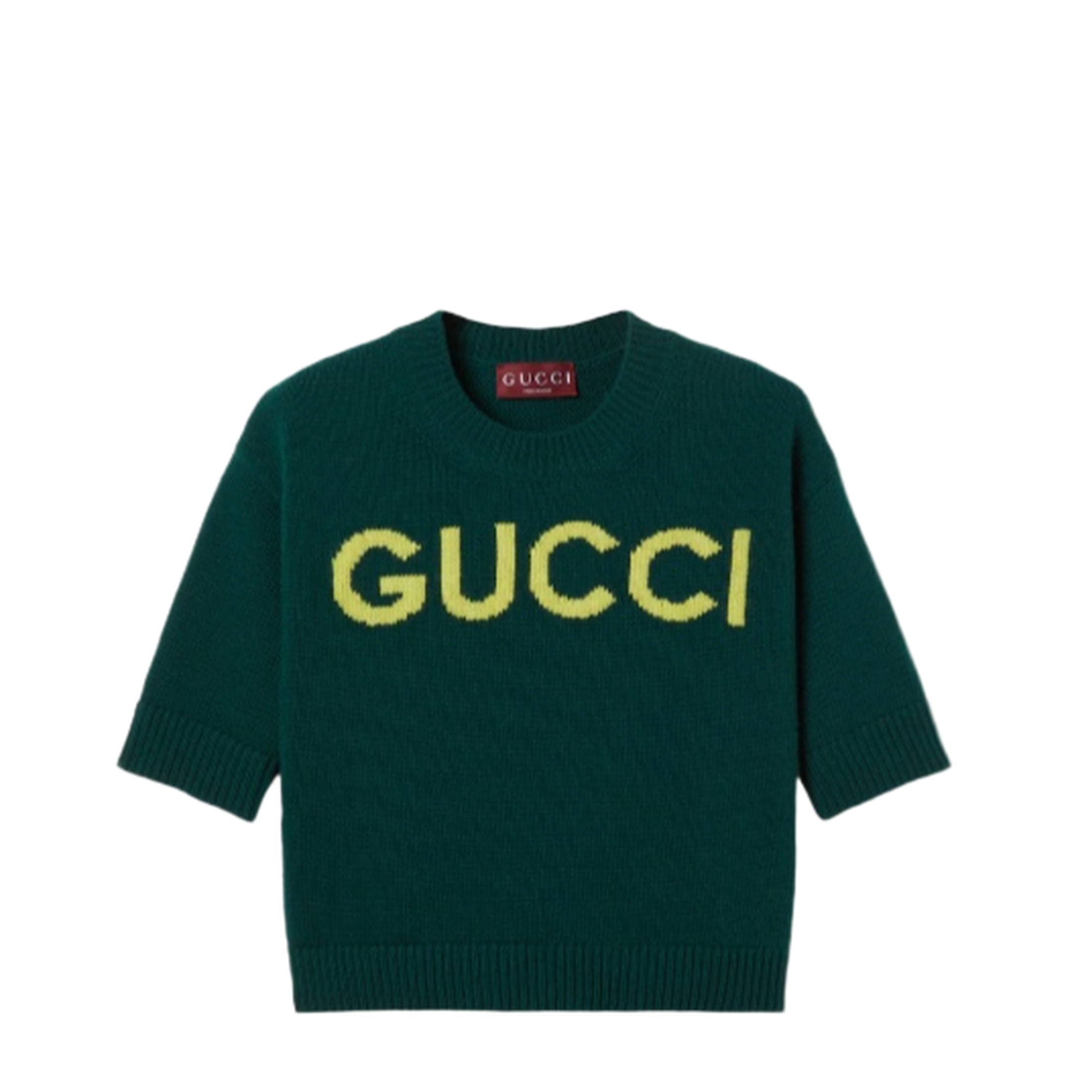 Soft Wool Top with Intarsia in Dark Green