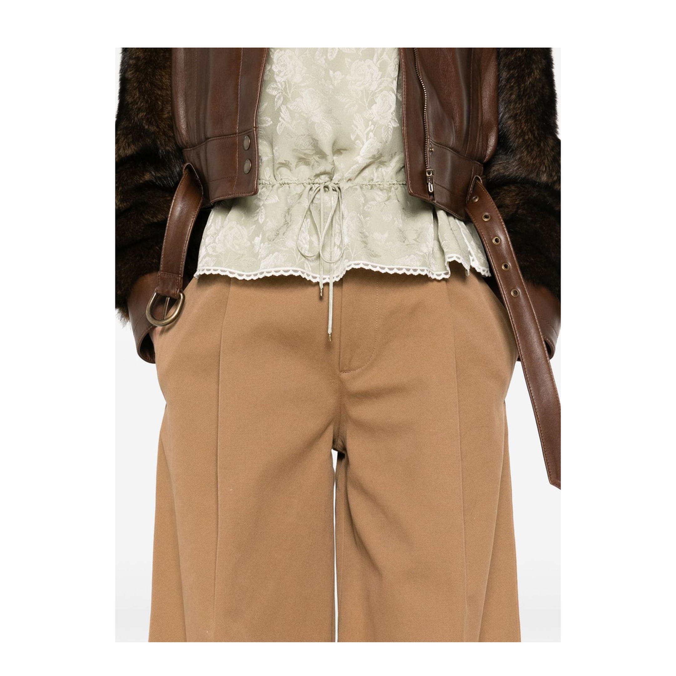 High-rise wide-leg pants in cotton canvas