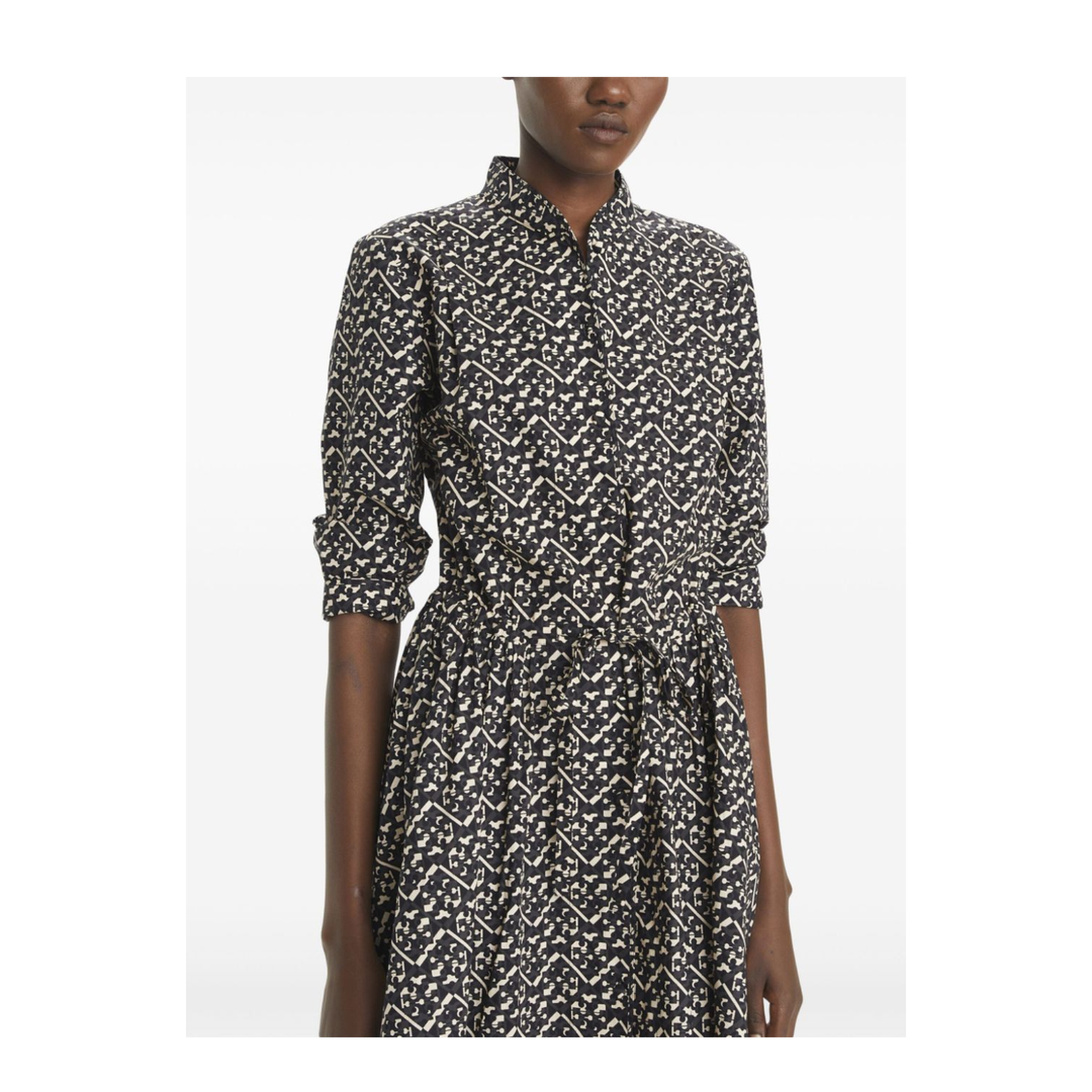 Printed Poplin Long Chemisier