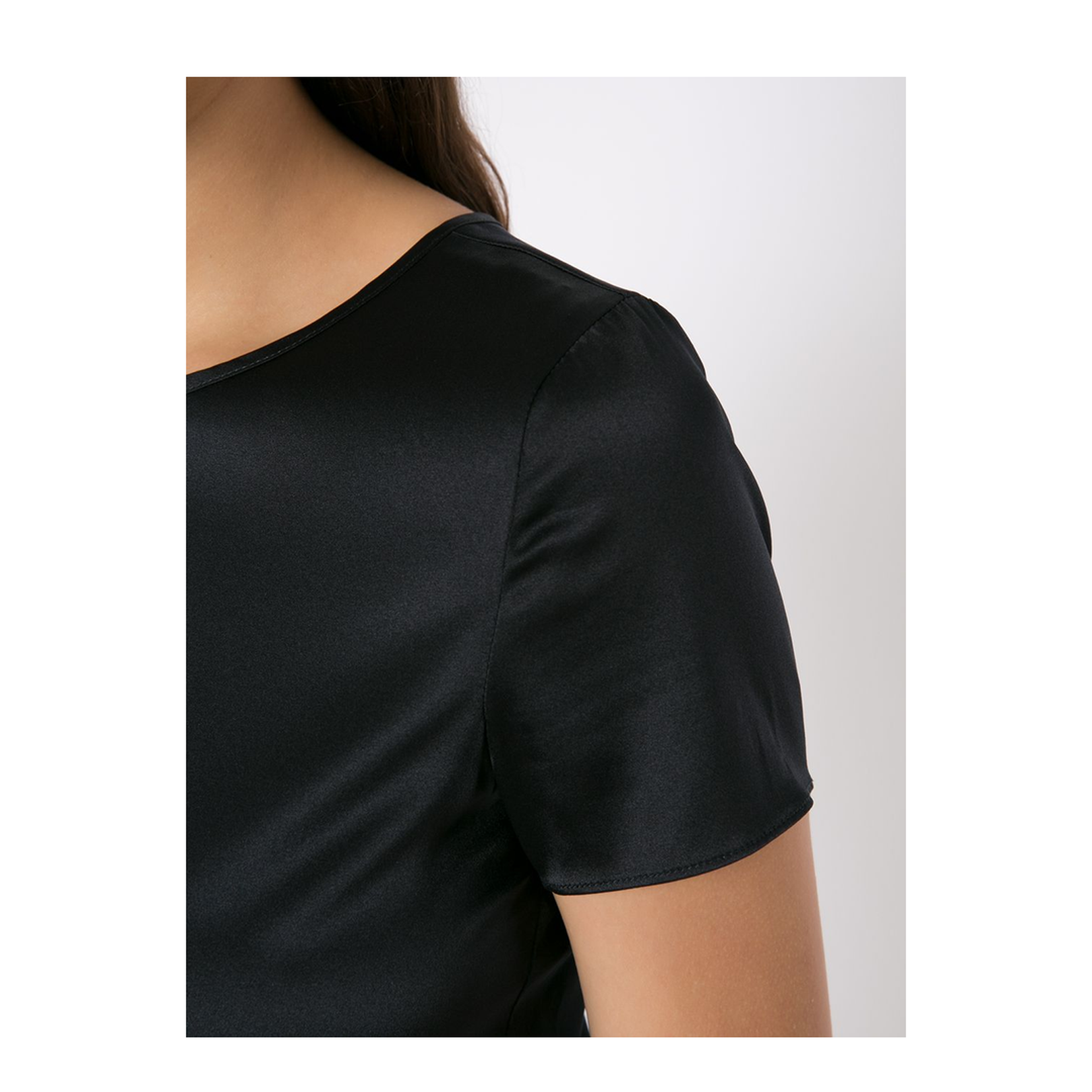 Blue Stretch-Silk Scoop Neck T-Shirt