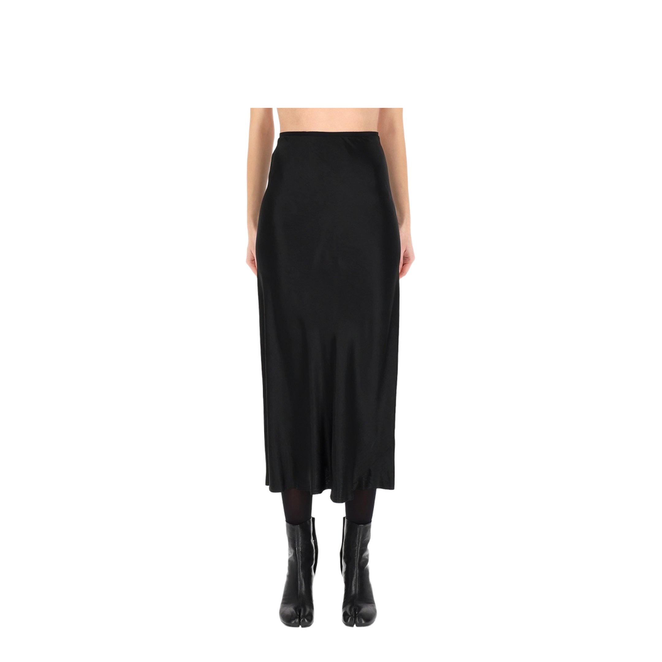Black Satin Midi Skirt