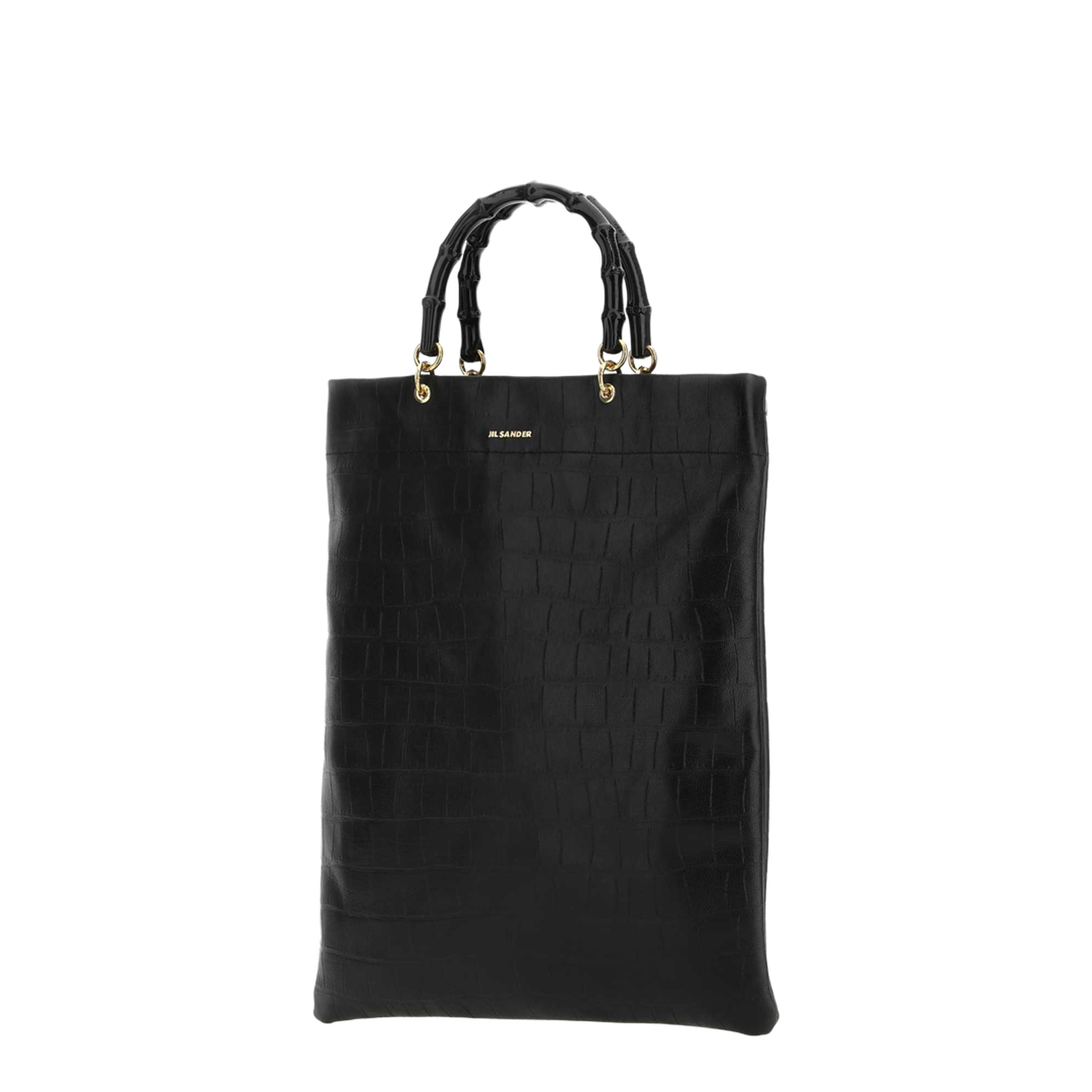 Black Leather Medium Shopping Bag